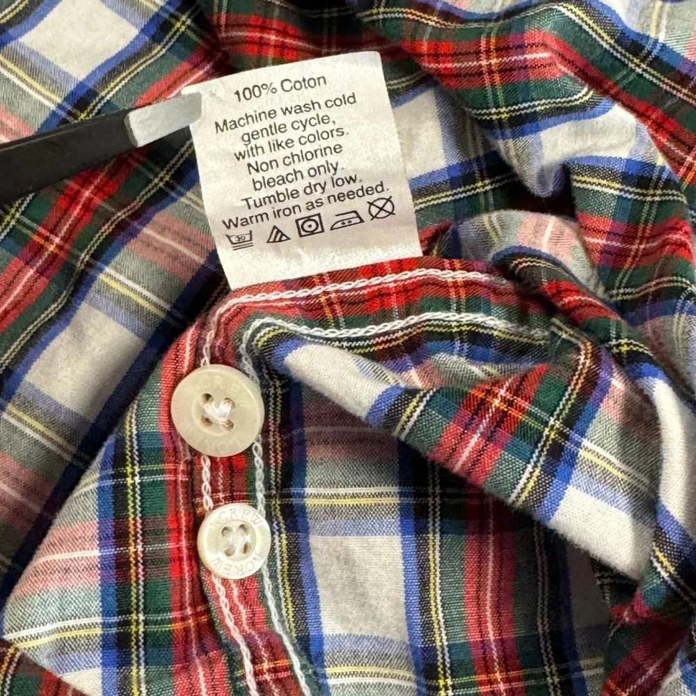 J. Crew Slim Fit Plaid Button Down Shirt Mens XL‎ Red White Blue Cotton L/S